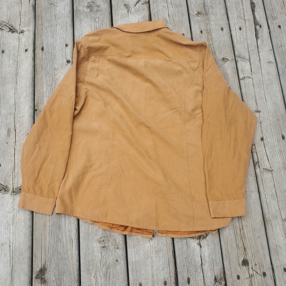 Vintage 90s White Stag Faux Suede button up blouse Carmel corn 1x - Picture 7 of 9